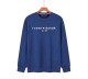 Men's casual Cotton embroidery Plush Long sleeve round neck Sweatshirt blue 1878