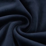 Men's casual Cotton embroidery Plush Long sleeve round neck Sweatshirt dark blue 1880