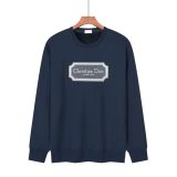 Men's casual Cotton embroidery Plush Long sleeve round neck Sweatshirt dark blue 1888