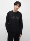 Men's casual Cotton embroidery Plush Long sleeve round neck Sweatshirt black1885