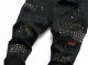 Men's Casual Stretch body building rivet Jeans Black 3111