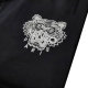 Men's casual Cotton Tiger Head Silver Thread embroidered small label classic loose pants Black 0241