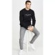 Men's casual Cotton embroidery Plush Long sleeve round neck Sweatshirt black1883