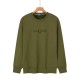 Men's casual Cotton embroidery Plush Long sleeve round neck Sweatshirt Green 1883