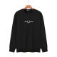 Men's casual Cotton embroidery Plush Long sleeve round neck Sweatshirt black1883