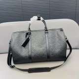 Men's original Keepall 50 Embossed glossy travel bag Black 50cmX28cm
