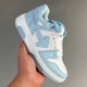 Out Of Office Calf Leather White Baby Blue