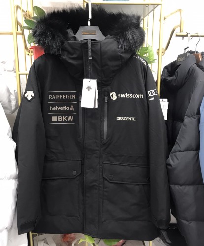 unisex winter thickened warm Large fur collar down jacket black