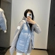 unisex winter thickened warm embroidery Down vest blue