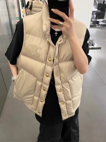 unisex winter thickened warm embroidery Down vest apricot