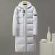 unisex winter thickened warm Long down jacket light gray D2181
