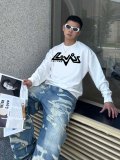 Men's casual Cotton Alphabet Print Long sleeve Sweater White