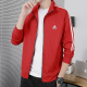 Men's casual Alphabet Print Long sleeve Plush Warm Jacket red 8898