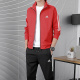 Men's casual Alphabet Print Long sleeve Plush Warm Jacket red 8898