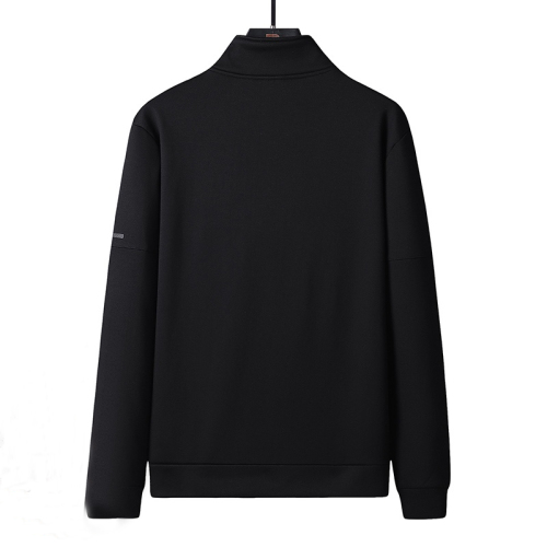 Men's casual Alphabet Print Long sleeve Plush Warm Jacket Black 9968