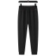 Men's casual Cotton embroidery Loose fitting Plush Warm pants black 1688
