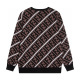 Men's casual Cotton Alphabet jacquard Long sleeve round neck sweater brown K709