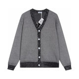 Men's casual Cotton Alphabet jacquard Long sleeve Cardigan sweater Grey K741