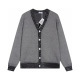 Men's casual Cotton Alphabet jacquard Long sleeve Cardigan sweater Grey K741
