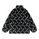 Men's autumn winter casual Allover print Long sleeve berber Fleece Jacket black K719
