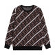 Men's casual Cotton Alphabet jacquard Long sleeve round neck sweater brown K709