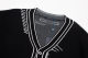 Men's casual Cotton Graffiti jacquard Long sleeve Cardigan sweater Black K727