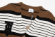 unisex casual classics Cotton Striped jacquard Long sleeve Cardigan sweater white brown K718