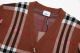 unisex casual classics Cotton Plaid jacquard Long sleeve Cardigan sweater brown K717