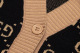 unisex casual Cotton Alphabet jacquard Long sleeve Cardigan sweater brown K730