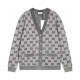 unisex casual Cotton Alphabet jacquard Long sleeve Cardigan sweater dark grey K730