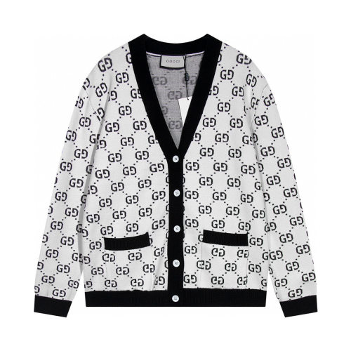 unisex casual Cotton Alphabet jacquard Long sleeve Cardigan sweater white K730
