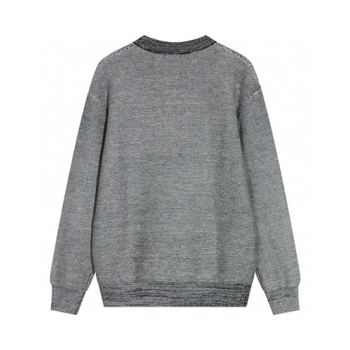 Men's casual Cotton Alphabet jacquard Long sleeve round neck sweater Grey K735