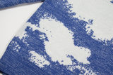 Men's casual Cotton cloud jacquard Long sleeve round neck sweater blue K736