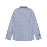 Men's casual Allover print Long sleeve shirt blue v226