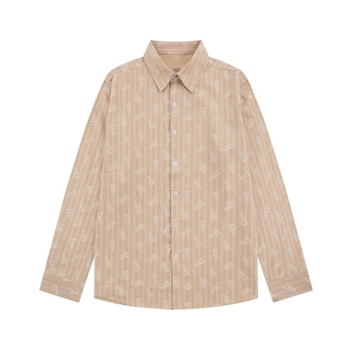 Men's casual Allover print Long sleeve shirt Light Orange v226