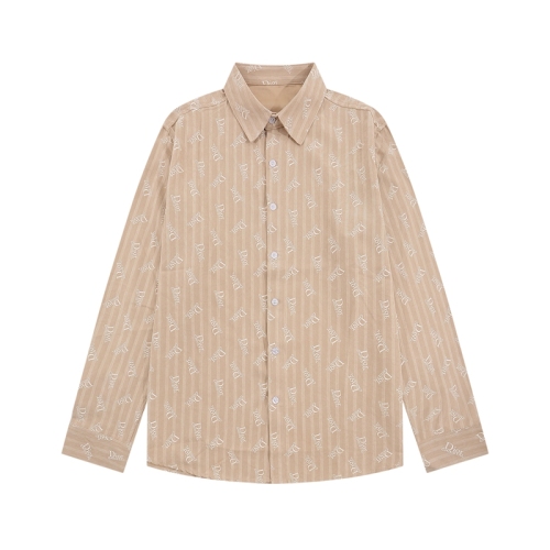 Men's casual Allover print Long sleeve shirt Light Orange v225