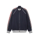 Men's casual Cotton jacquard Long sleeve zipper Jacket Tracksuit set dark blue T811