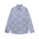 Men's casual Cotton Allover print Long sleeve shirt blue v222