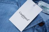 Men's casual Cotton Figure pattern printing Long sleeve Denim shirt blue N105