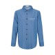 Men's casual Cotton Vase pattern print Long sleeve Denim shirt blue N102