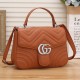 Women's GG Marmont Gold Logo Quilted Leather Messenger Bag Chain Strap One Shoulder Crossbody Handbag 1008