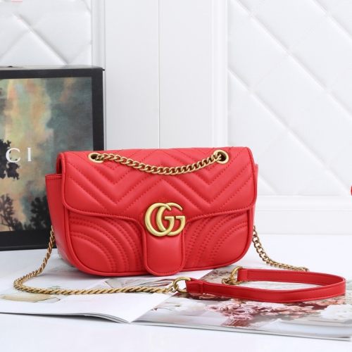 Women's GG Marmont Gold Retro Double G Logo Leather Chain Flap Bag Single Shoulder Bag Crossbody Bag 6616