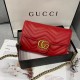 Women's GG Marmont Gold Label Metal Logo Chain Quilted Leather Single Shoulder Crossbody Bag 7713-1