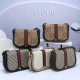 Women's Ophidia Presbyopia Logo Striped Ribbon Canvas Panel Leather Saddle Bag Single Shoulder Crossbody Bag 8602