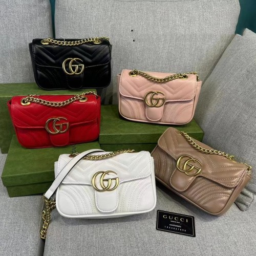 Women's GG Marmont Gold Label Logo Quilted Leather Chain Bag Single Shoulder Crossbody Bag 7725