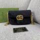 Women's GG Marmont Gold Label Logo Quilted Velvet Chain One Shoulder Crossbody Bag 7726R