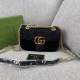 Women's GG Marmont Gold Label Logo Quilted Velvet Chain One Shoulder Crossbody Bag 7725R