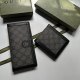 Men's Double G Vintage Printed Canvas&Leather Wallet black 513