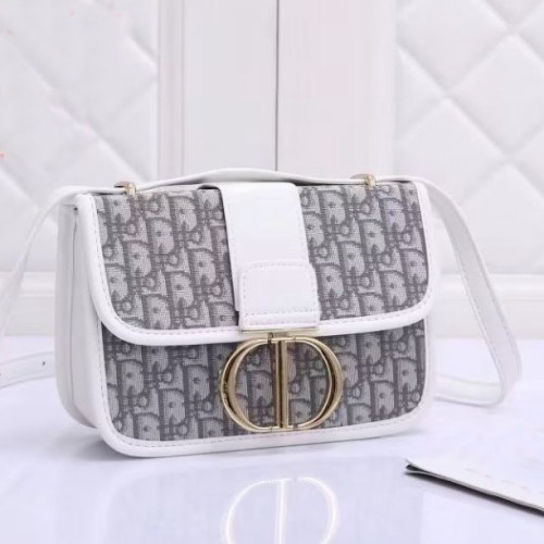 Women's New Metal Logo Embroidery Vintage Printing Knitted Shoulder Strap Single Shoulder Crossbody Handbag White 124