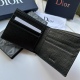 Men's Diamond Double Fold Canvas Collar Leather Card Bag black 633